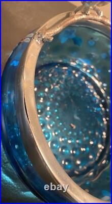 ANTIQUE VICTORIAN Hand Painted ART GLASS NUT BOWL FIGURAL SILVER PLATE SQUIRREL