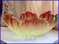 ANTIQUE VICTORIAN RUBINA VERDE OVERSHOT BOWL Hand Blown GLASS
