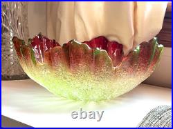 ANTIQUE VICTORIAN RUBINA VERDE OVERSHOT BOWL Hand Blown GLASS ANTIQUE VICTORIAN RUBINA VERDE OVERSHOT BOWL Hand Blown GLASS