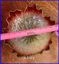 ANTIQUE VICTORIAN RUBINA VERDE OVERSHOT BOWL Hand Blown GLASS
