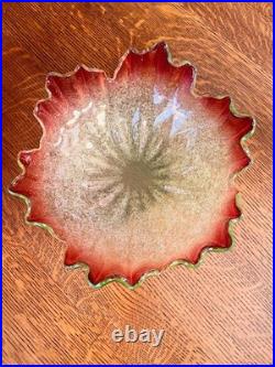 ANTIQUE VICTORIAN RUBINA VERDE OVERSHOT BOWL Hand Blown GLASS