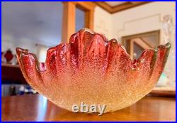 ANTIQUE VICTORIAN RUBINA VERDE OVERSHOT BOWL Hand Blown GLASS