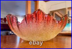 ANTIQUE VICTORIAN RUBINA VERDE OVERSHOT BOWL Hand Blown GLASS ANTIQUE VICTORIAN RUBINA VERDE OVERSHOT BOWL Hand Blown GLASS