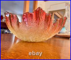ANTIQUE VICTORIAN RUBINA VERDE OVERSHOT BOWL Hand Blown GLASS