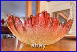 ANTIQUE VICTORIAN RUBINA VERDE OVERSHOT BOWL Hand Blown GLASS