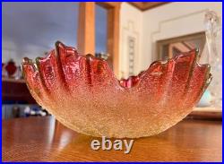 ANTIQUE VICTORIAN RUBINA VERDE OVERSHOT BOWL Hand Blown GLASS
