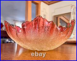 ANTIQUE VICTORIAN RUBINA VERDE OVERSHOT BOWL Hand Blown GLASS
