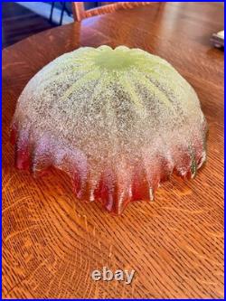 ANTIQUE VICTORIAN RUBINA VERDE OVERSHOT BOWL Hand Blown GLASS