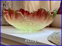 ANTIQUE VICTORIAN RUBINA VERDE OVERSHOT BOWL Hand Blown GLASS