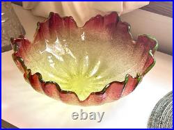 ANTIQUE VICTORIAN RUBINA VERDE OVERSHOT BOWL Hand Blown GLASS