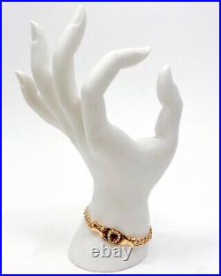 ANTIQUE Victorian 14k Gold Hands with Ruby Heart & Seed Pearls Bracelet