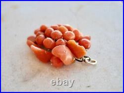 ANTIQUE Victorian EDWARDIAN Hand Carved Salmon Coral Pendant