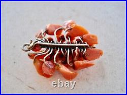 ANTIQUE Victorian EDWARDIAN Hand Carved Salmon Coral Pendant