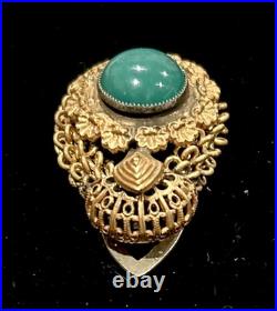 ANTIQUE Victorian Faux JADE Hand Wire Work Dress Clip BROOCH