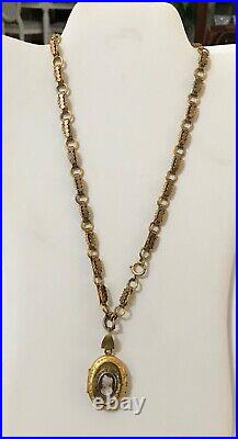 ANTIQUE Victorian Gold-Plated Locket withCameo and Gold-Plated Hand-Made Chain 22