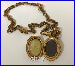 ANTIQUE Victorian Gold-Plated Locket withCameo and Gold-Plated Hand-Made Chain 22