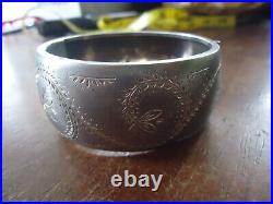 A Fabulous Victorian 1 1\4 Inch Wide Sterling Silver Hand Repousse Cuff Bracelet