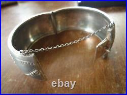A Fabulous Victorian 1 1\4 Inch Wide Sterling Silver Hand Repousse Cuff Bracelet