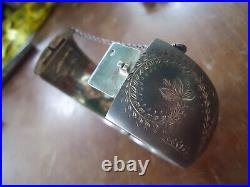 A Fabulous Victorian 1 1\4 Inch Wide Sterling Silver Hand Repousse Cuff Bracelet