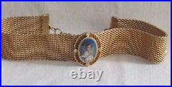A Gorgeous Victorian Antique Choker Miniature Hand painted Gold Gilt Collar Mesh