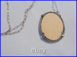 A Victorian Hand Painted Beautiful Cameo Young Woman 800 Frame/necklace