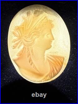 All White Antique VICTORIAN Loose Hand Carved Shell Cameo Athena 32 x 27mm