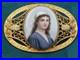 Amazing Antique C Clasp Brooch w. Hand Painted Lady's Portrait on Oval Porcelain