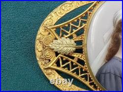 Amazing Antique C Clasp Brooch w. Hand Painted Lady's Portrait on Oval Porcelain