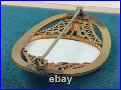 Amazing Antique C Clasp Brooch w. Hand Painted Lady's Portrait on Oval Porcelain