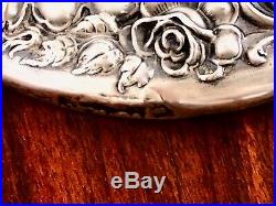 - American Sterling Silver Hand Mirror Woman Holding A Wreath No Monogram