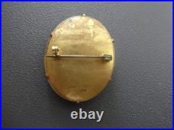 Antiq Victorian Portrait Brooch Cameo Hand Painted Pin Lady Woman 19th C Clasp