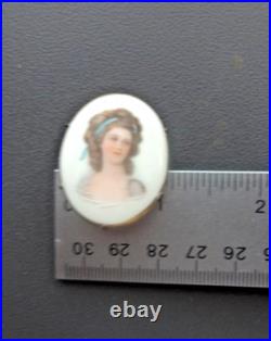 Antiq Victorian Portrait Brooch Cameo Hand Painted Pin Lady Woman 19th C Clasp Antiq Victorian Portrait Brooch Cameo Hand Painted Pin Lady Woman 19th C Clasp