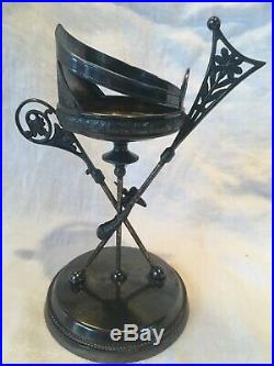 AntiqueSmith Brothers Cylinder Ring Vase hand painted with silver base