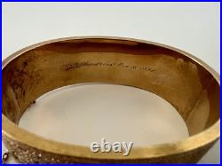Antique 14K Gold Victorian Bangle-Dated 1874 Hand-Engraved with Niello Detailing