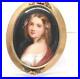 Antique 14K Yellow Gold Hand Painted Young Maiden Portrait Porcelain Pin Signed