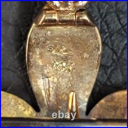 Antique 14Kt Yellow Gold Seed Pearls Fleur-de-Lis Watch Drop Pendant Pin Brooch