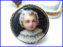 Antique 14k Gold Ring with Hand Painted Victorian Child 8.71 g