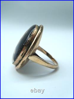 Antique 14k Gold Ring with Hand Painted Victorian Child 8.71 g