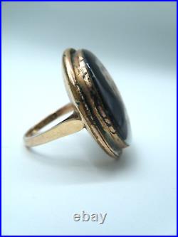 Antique 14k Gold Ring with Hand Painted Victorian Child 8.71 g