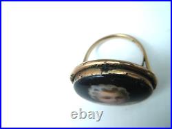 Antique 14k Gold Ring with Hand Painted Victorian Child 8.71 g