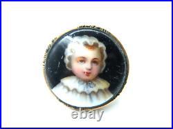 Antique 14k Gold Ring with Hand Painted Victorian Child 8.71 g
