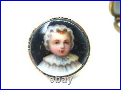 Antique 14k Gold Ring with Hand Painted Victorian Child 8.71 g