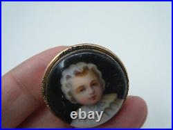 Antique 14k Gold Ring with Hand Painted Victorian Child 8.71 g