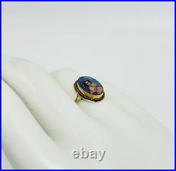 Antique 14k Gold Victorian Size 6.25 Ring withHand Painted Woman Portrait STUNNING