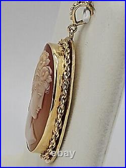 Antique 14k OVER 14 GRAMS Victorian Hand Carved Shell Cameo Yellow Gold