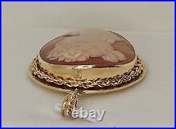 Antique 14k OVER 14 GRAMS Victorian Hand Carved Shell Cameo Yellow Gold