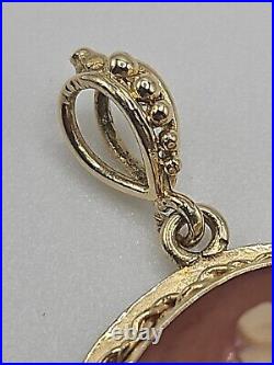 Antique 14k OVER 14 GRAMS Victorian Hand Carved Shell Cameo Yellow Gold