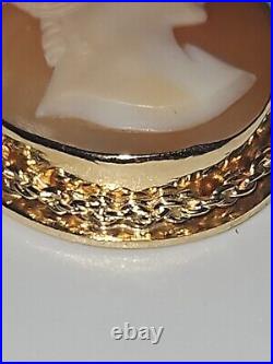Antique 14k OVER 14 GRAMS Victorian Hand Carved Shell Cameo Yellow Gold