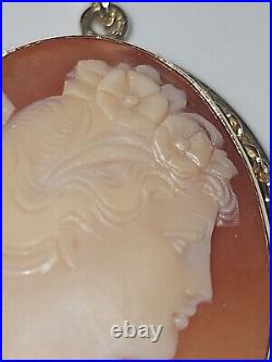 Antique 14k OVER 14 GRAMS Victorian Hand Carved Shell Cameo Yellow Gold