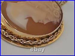 Antique 14k OVER 14 GRAMS Victorian Hand Carved Shell Cameo Yellow Gold